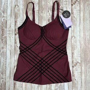 HONEYLOVE Silhouette Cami sz Medium Burgundy Fig Support Sculpt Lycra Women’s
